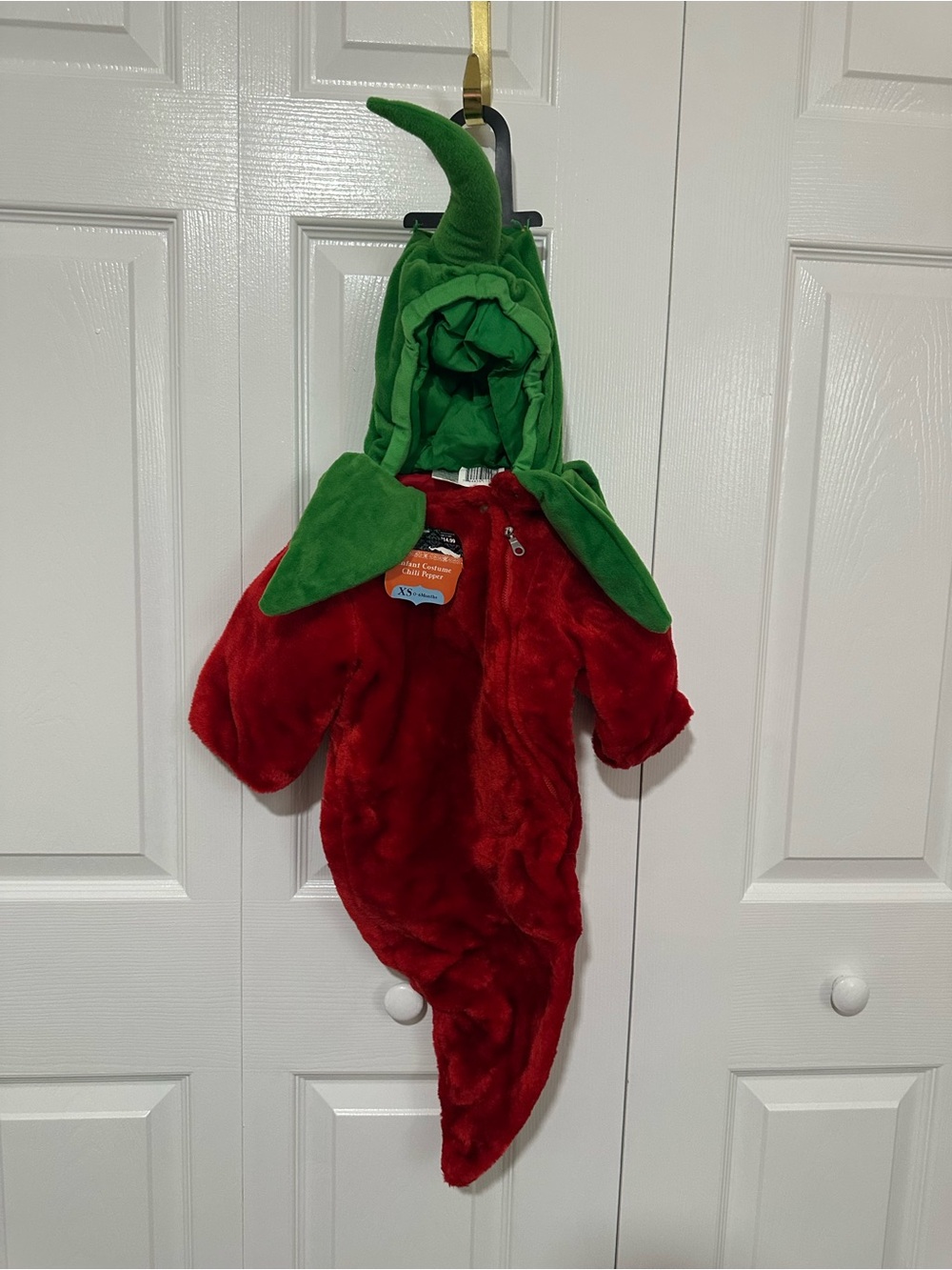 Plush Red & Green Chili Pepper Kids Halloween Costume - Soft Hooded One-Piece